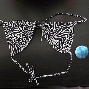 Black and White Animal Print Bikini Top
